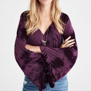 SOFT & SEXY BY AEO-Purple Tie Dye Ruffle Top
